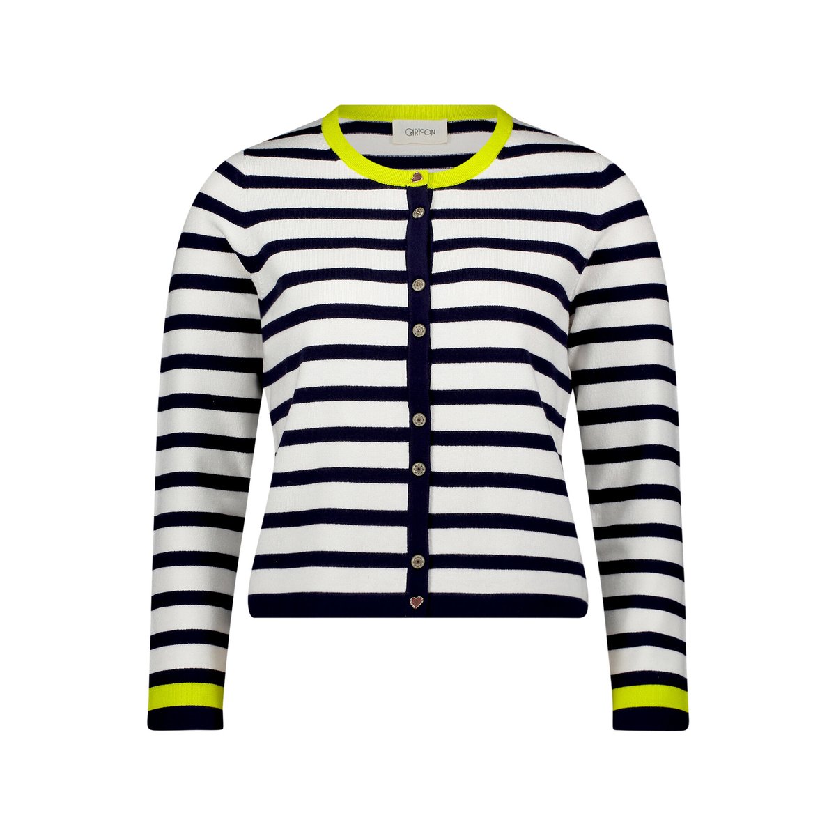 Cardigan en fine maille à encolure ronde bleu/blanc, CARTOON