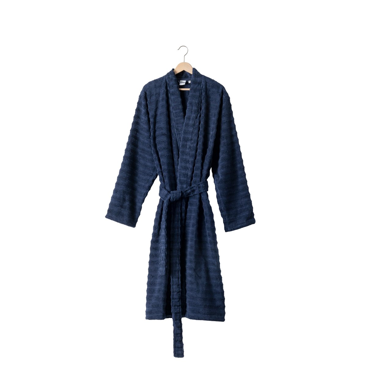 Peignoir coton col kimono AURA marine, CARRE BLANC