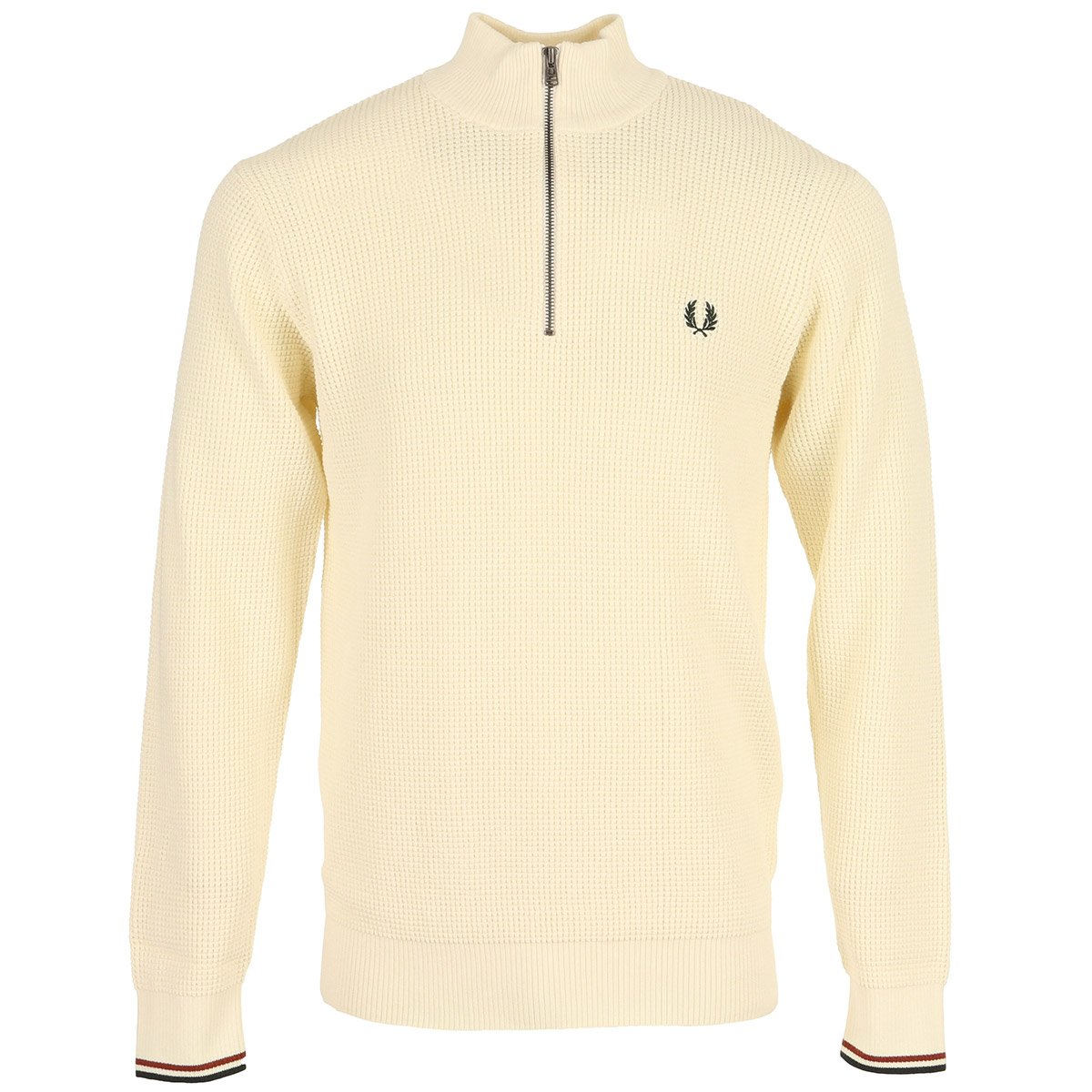 Pull WAFFLE STITCH HALF ZIP JUMPER ecru, FRED PERRY