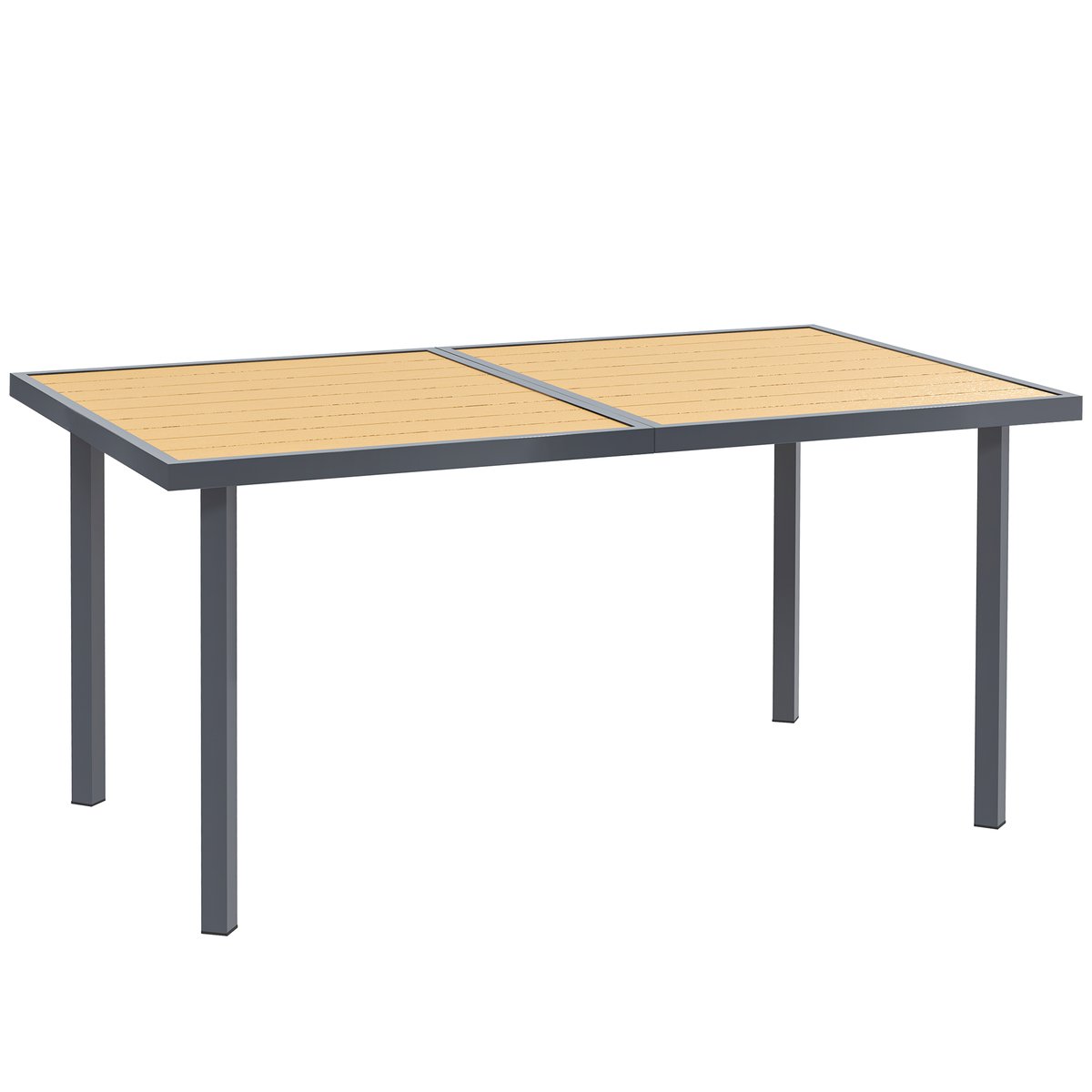 Table de jardin Acier Bois naturel beige, OUTSUNNY