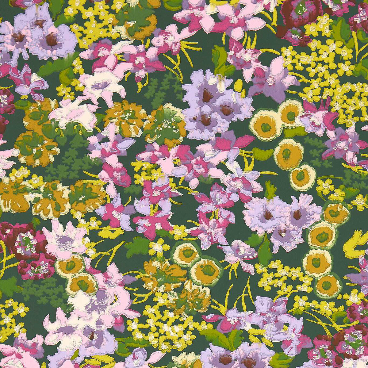 Wildflower Meadow Emerald and Amethyst Wallpaper green, HARLEQUIN X SOPHIE ROBINSON