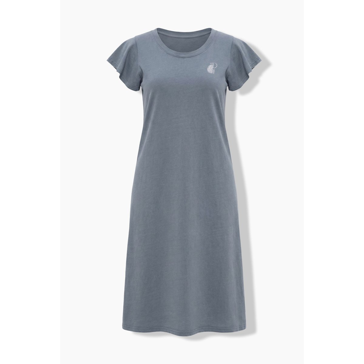 Robe maxi avec petite broderie, coupe évasée gris, ULLA POPKEN