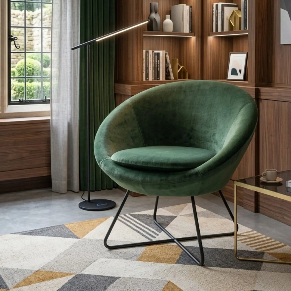 Fauteuil moderne en velours et métal - SCOTT vert, HELLIN, DEPUIS 1862