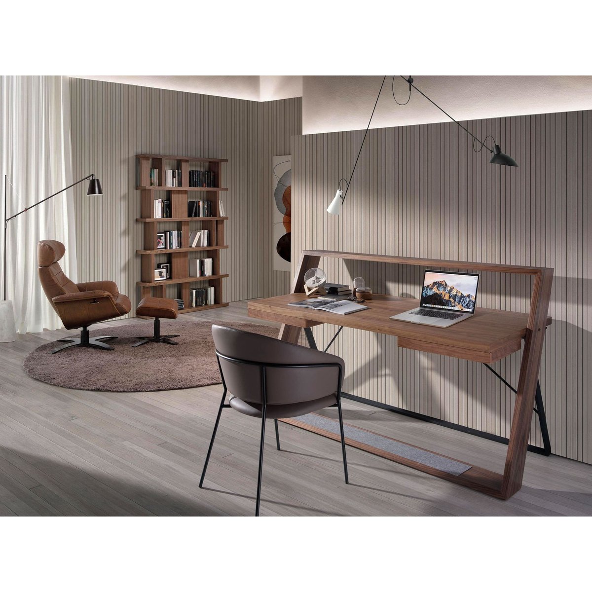 Bureau en noyer et acier noyer | noir, ANGEL CERDA