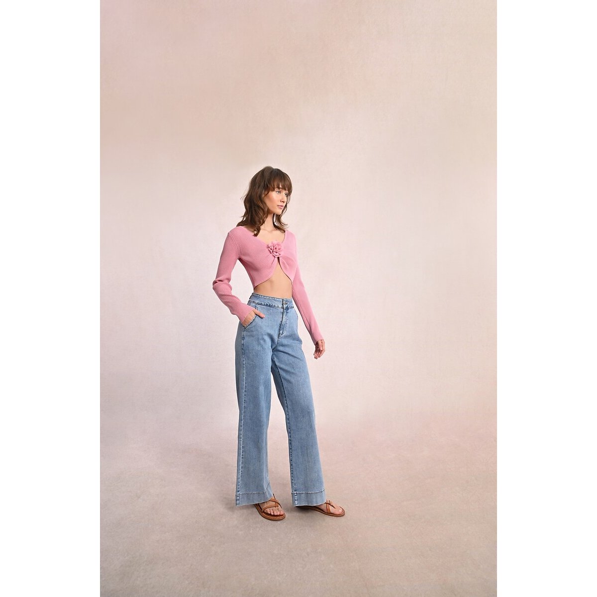 Wide Leg Jeans light blue denim, MOLLY BRACKEN