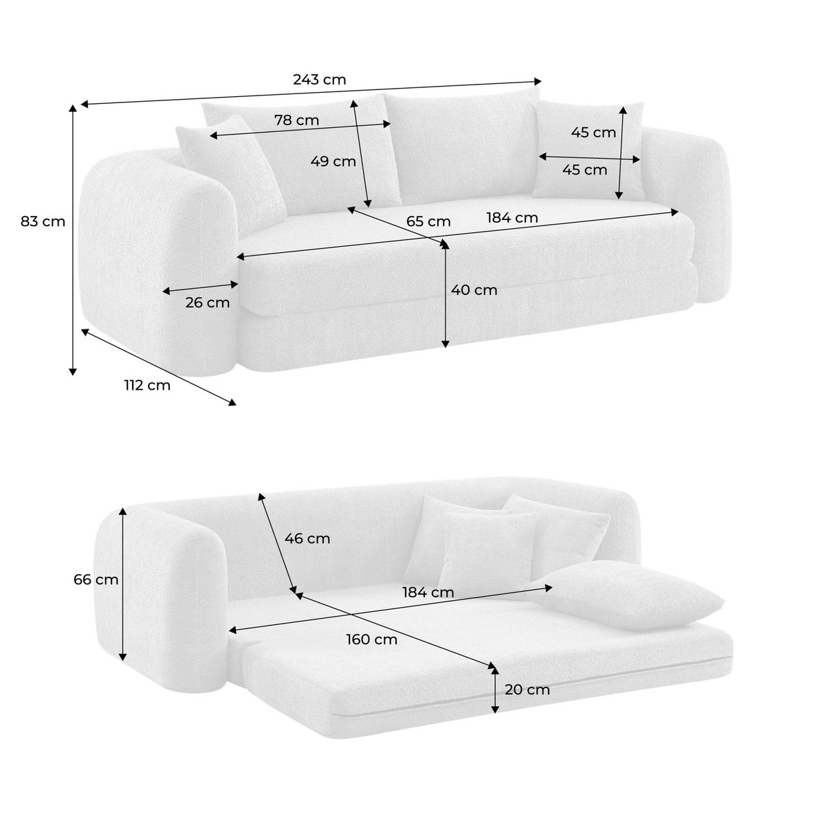 Canapé compressé convertible 3 places SWEEETCH gris foncé, SWEEEK