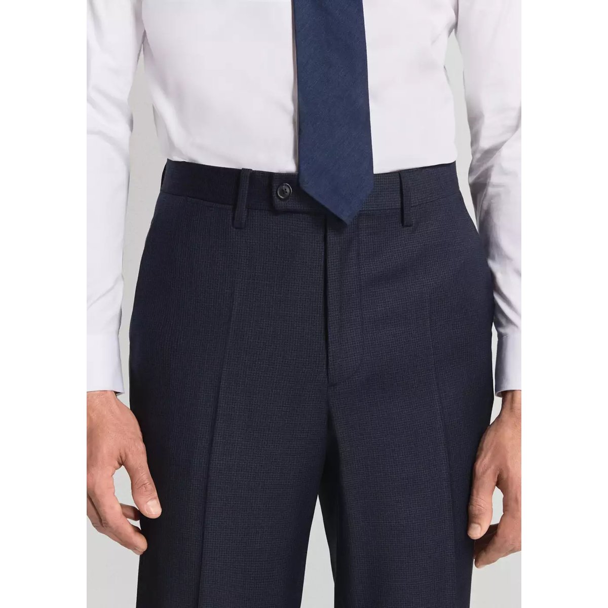 Pantalon costume Turín 100 % laine bleu marine foncé, MANGO MAN