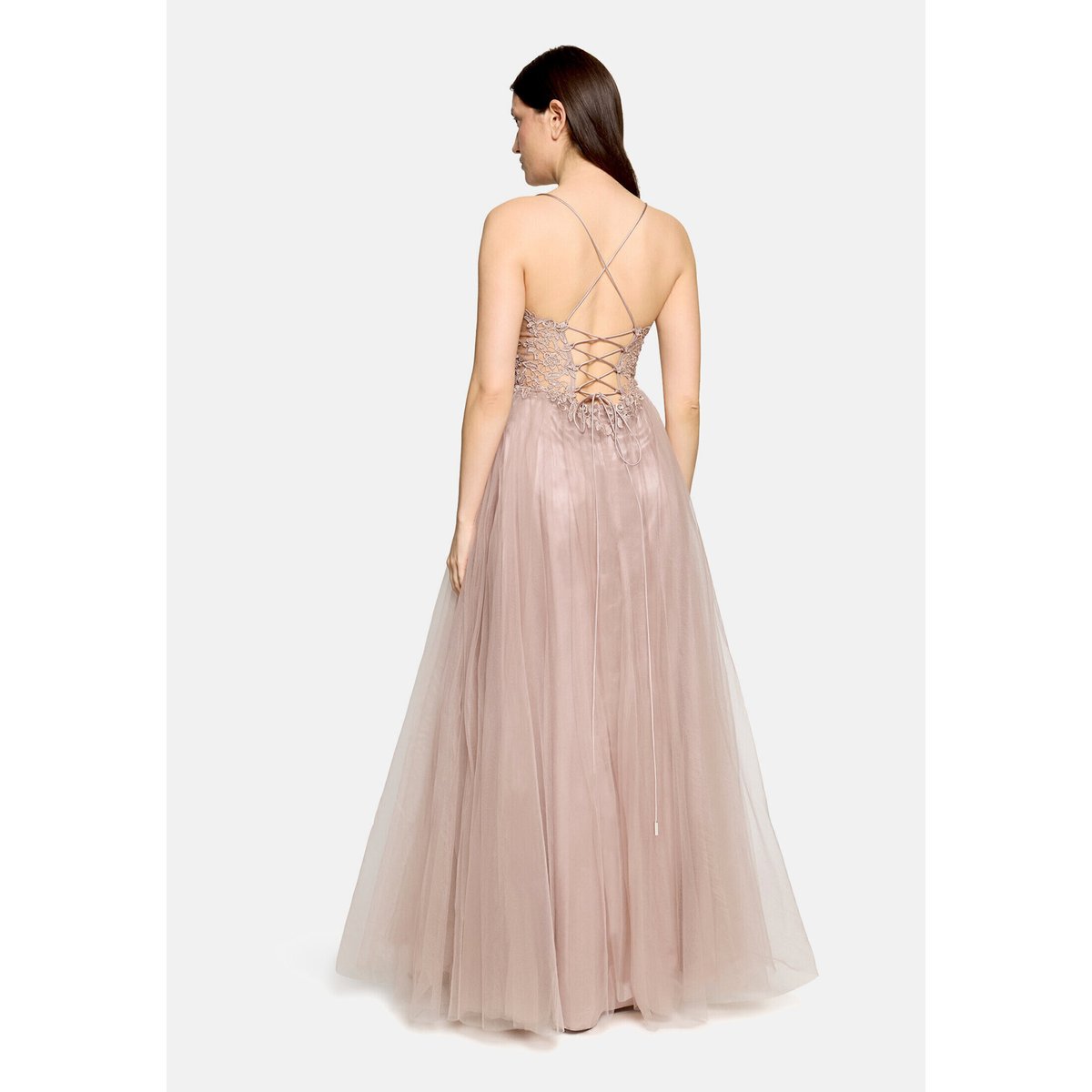 Robe de soirée à broderies fawn, VERA MONT