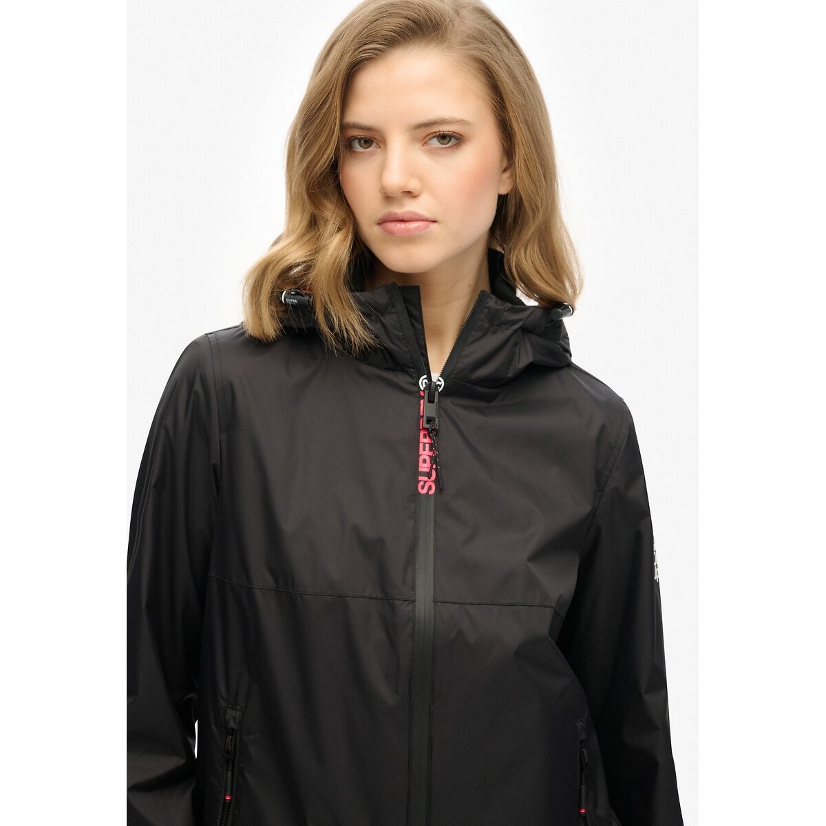 Veste à capuche et logo Windbreaker noir, SUPERDRY