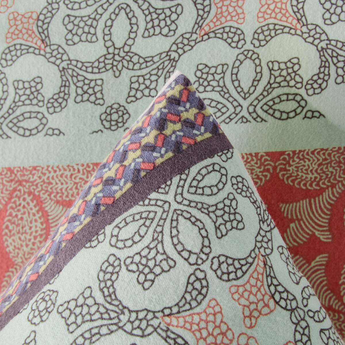Taie oreiller flanelle, Bergame gris/vert/violet/rose, SO'HOME
