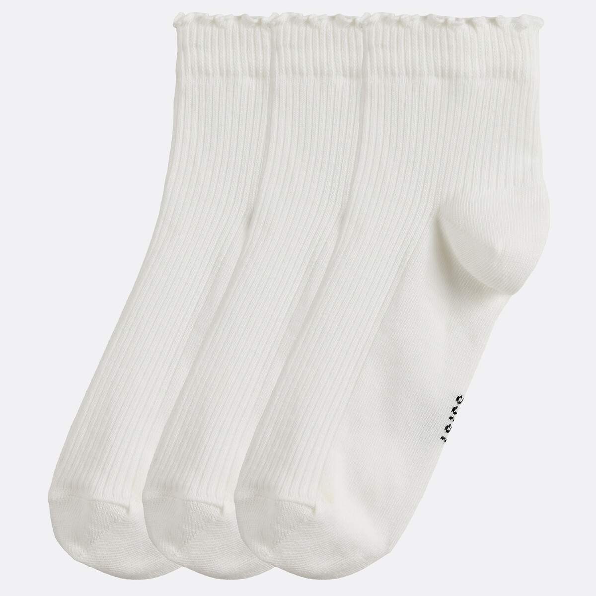 Lot de 3 chaussettes en côtes finition point bourdon ecru, LA REDOUTE COLLECTIONS