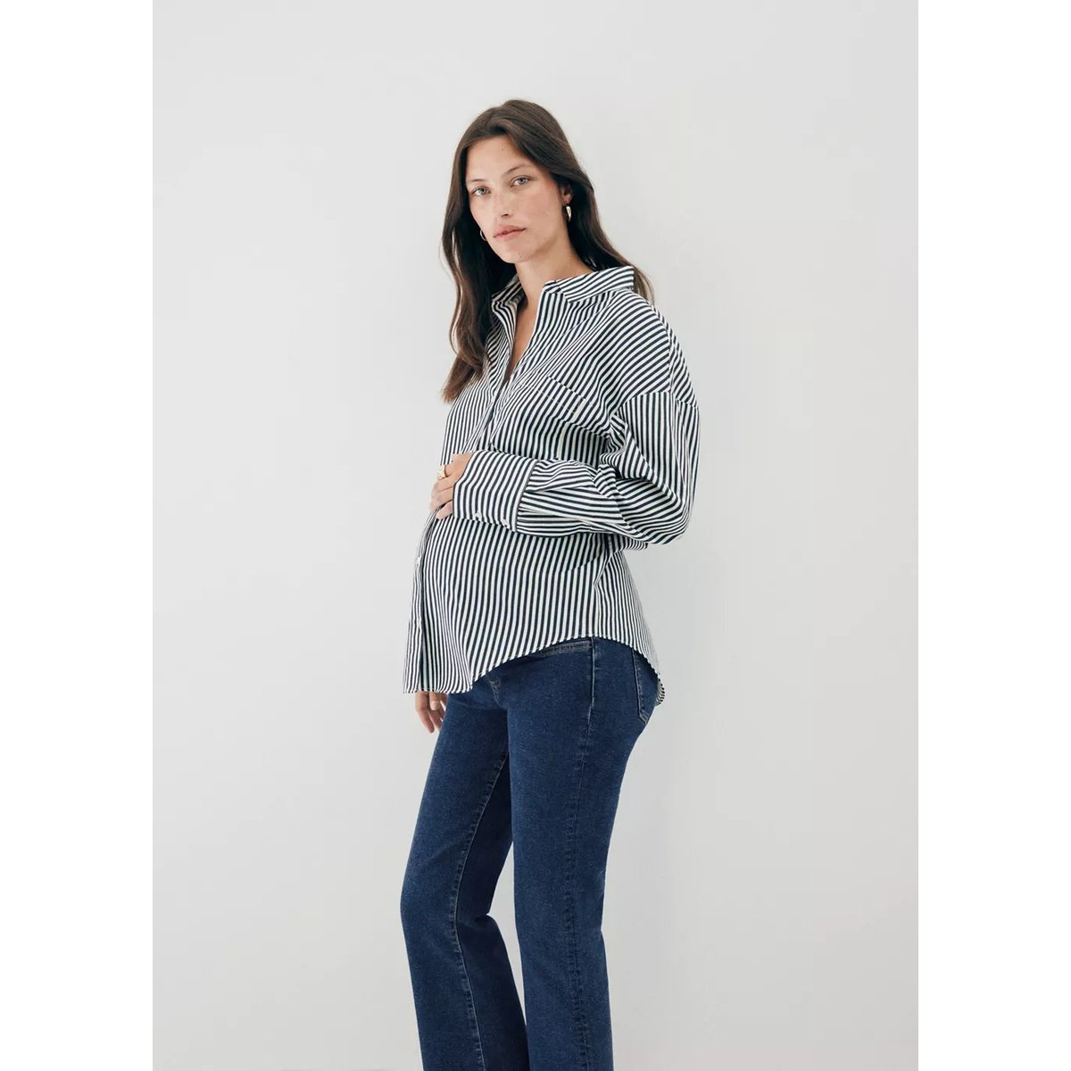 Jean de grossesse flare crop bleu foncé, MANGO