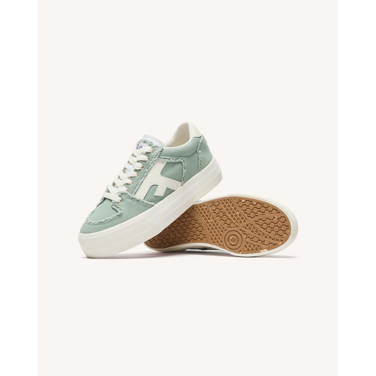 Tennis basses tissu WALNUT PLATFORM vert clair, FAGUO