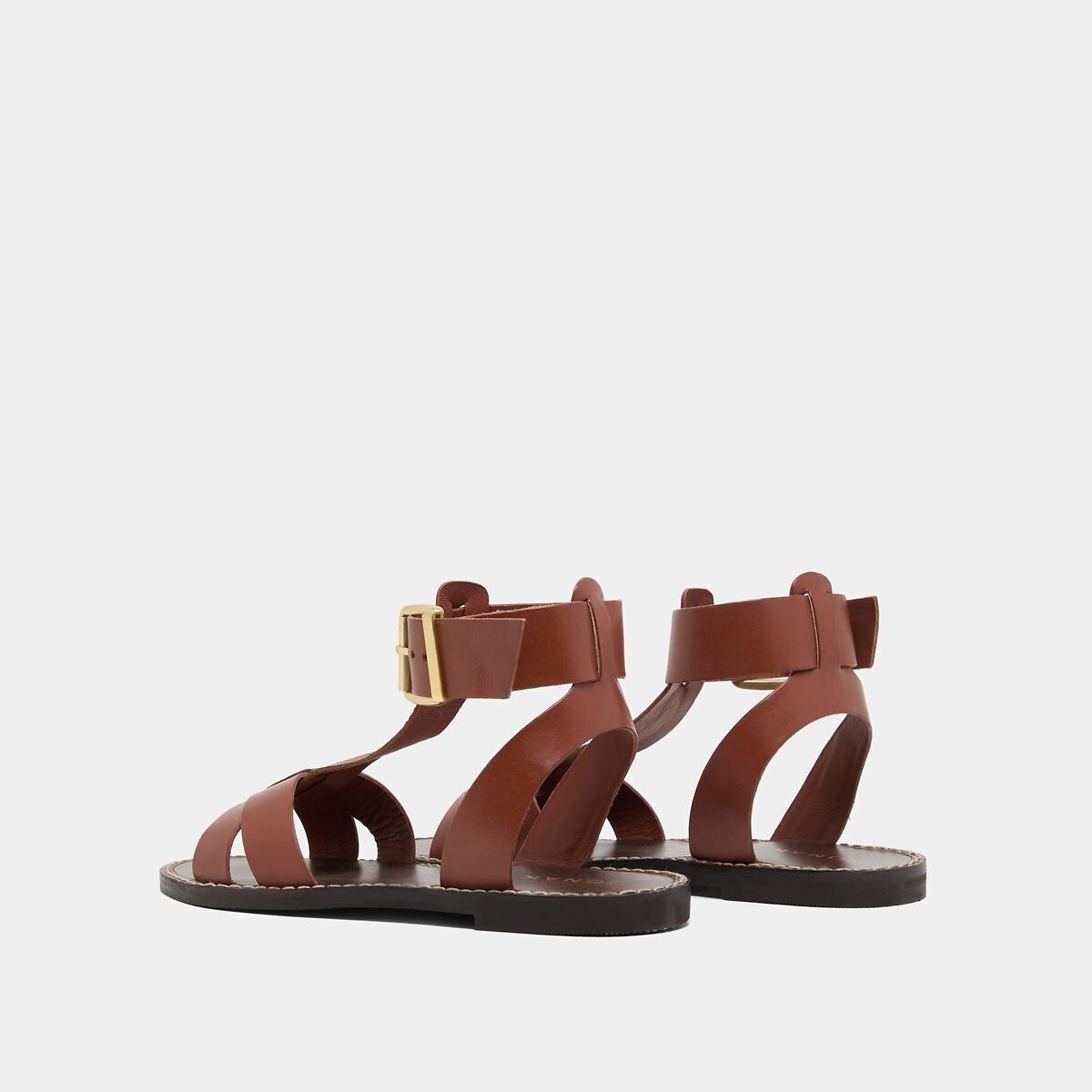 Sandales plates en cuir Whisper cognac, JONAK