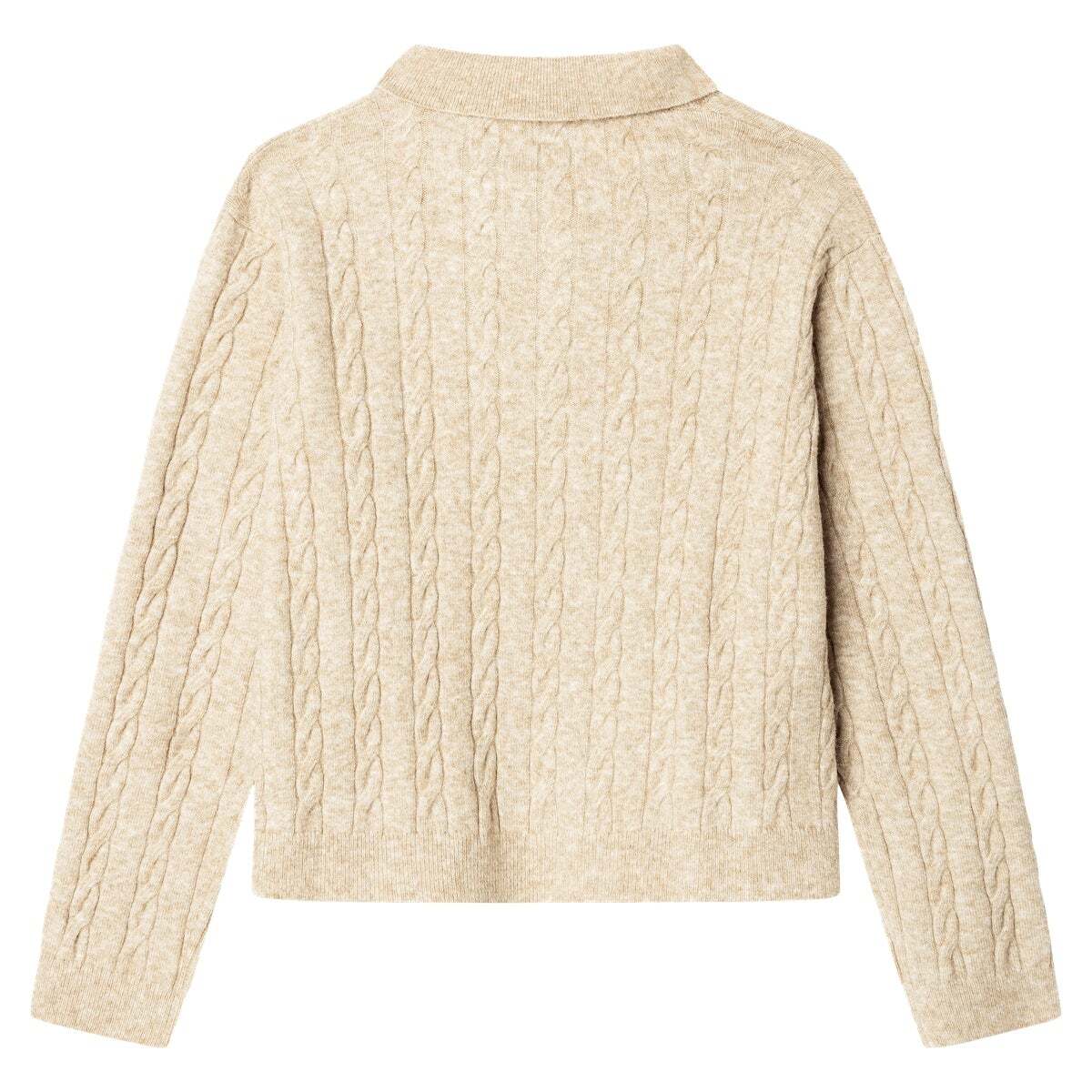 Pull Torsadé À Col Polo beige clair, PEPE JEANS