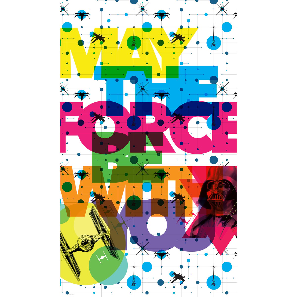 Papier peint Komar - Star Wars Pop Neon Geometrics Vader - 120 x 200 cm multicolore, HEXOA
