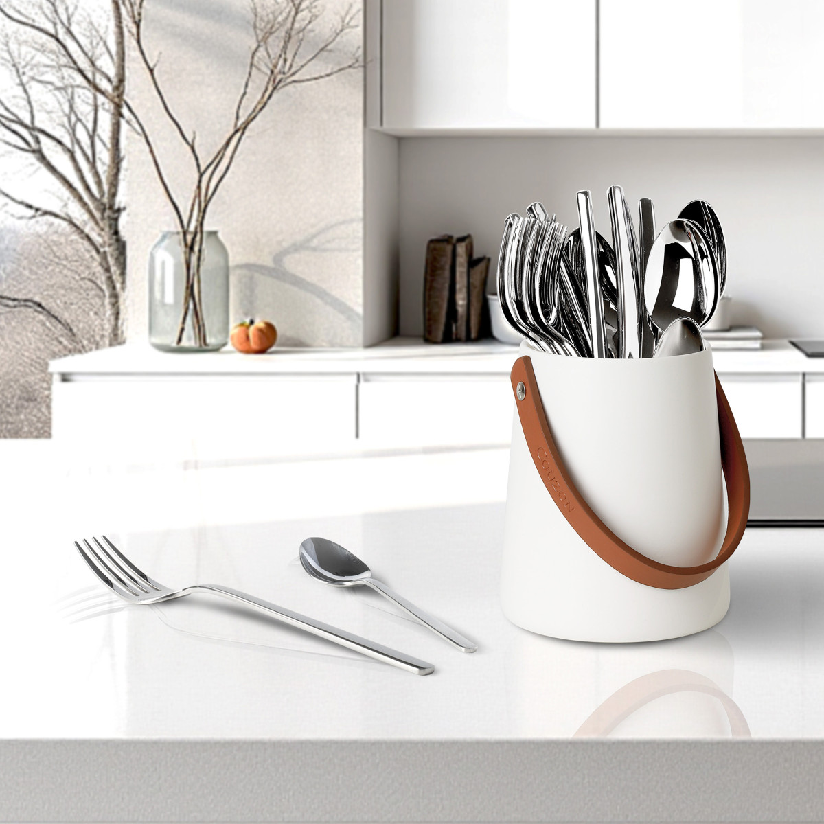 24 couverts de table avec support de rangement nomade - EPSILON inox, COUZON