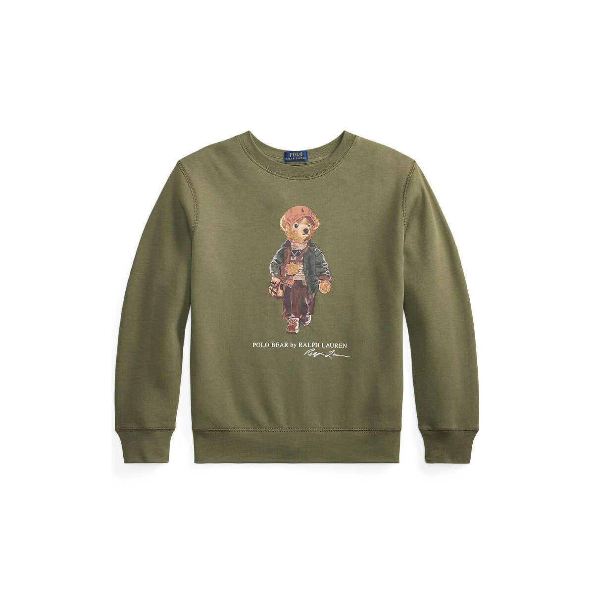 Maglia con collo rotondo in felpa, BEAR kaki, POLO RALPH LAUREN
