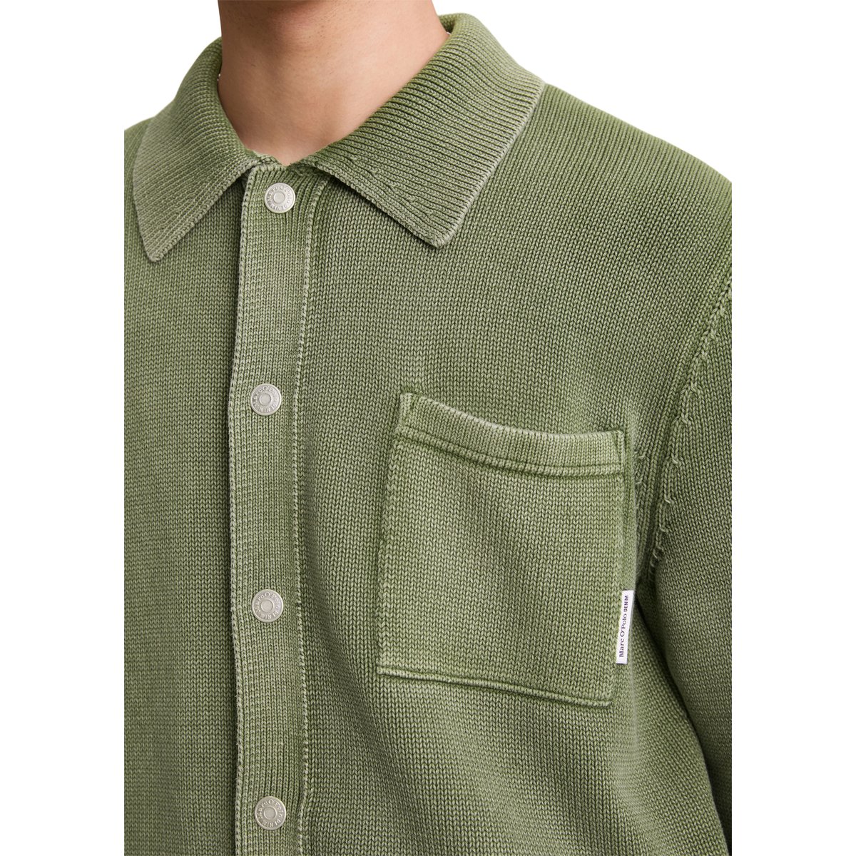 Veste en tricot relaxed en optique veste en jean vert foncé, MARC O’POLO DENIM