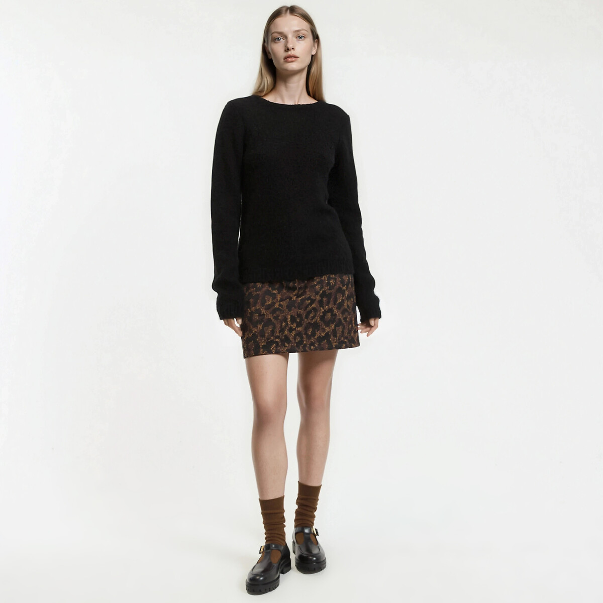 Straight Mini Skirt in Leopard Print leopard print, LA REDOUTE COLLECTIONS
