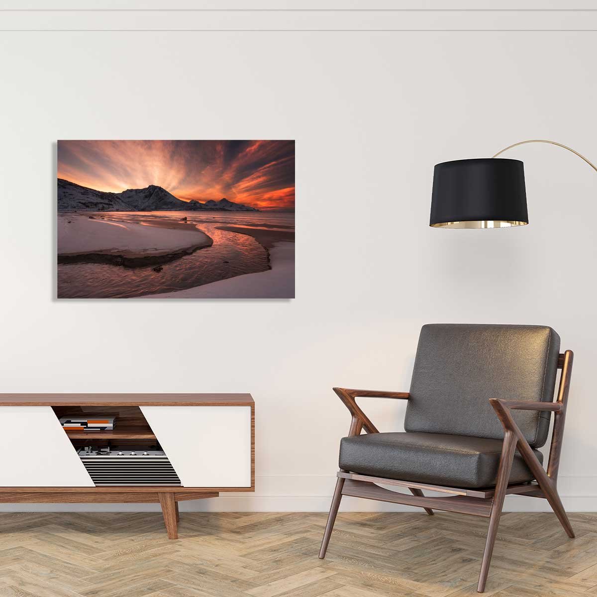 Tableau paysage Golden sunset tableau alu dibond, HEXOA