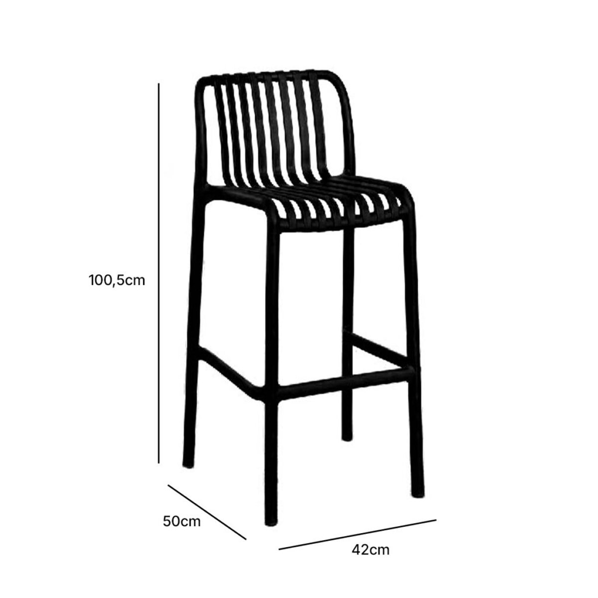 Lot de 2 Chaises hautes de jardin en résine Gris ANDREA gris anthracite, WILSA GARDEN