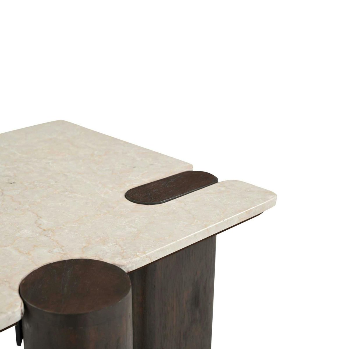 Table d'appoint marbre et bois style puzzle DUOMO beige, PIER IMPORT