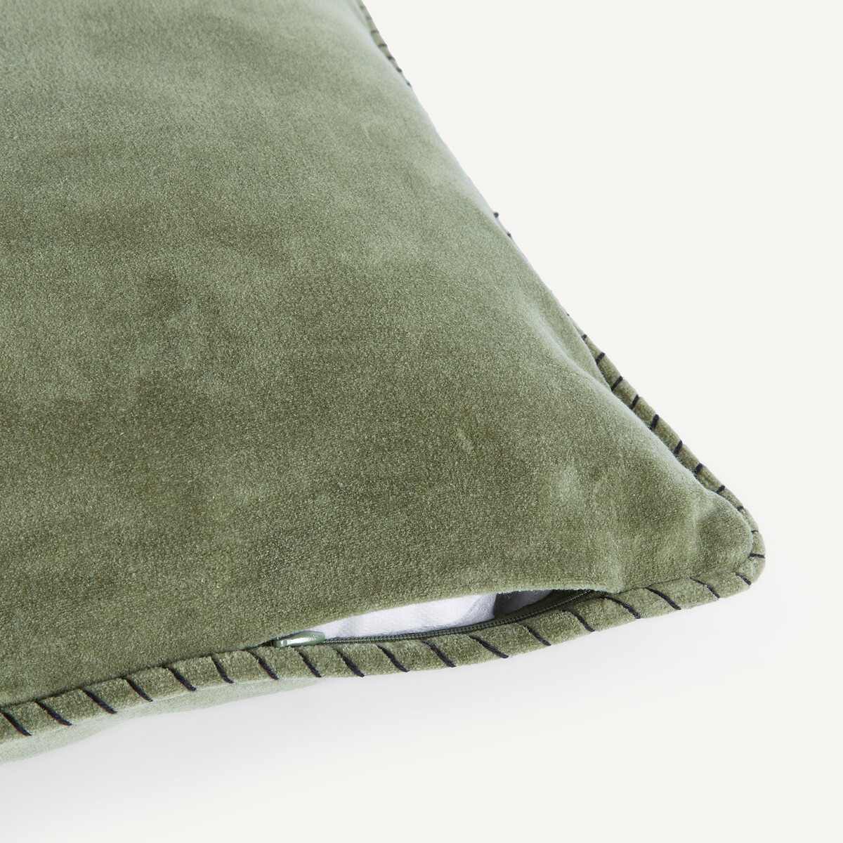 Housse de coussin velours de coton lavé, Parma vert mousse, AM.PM