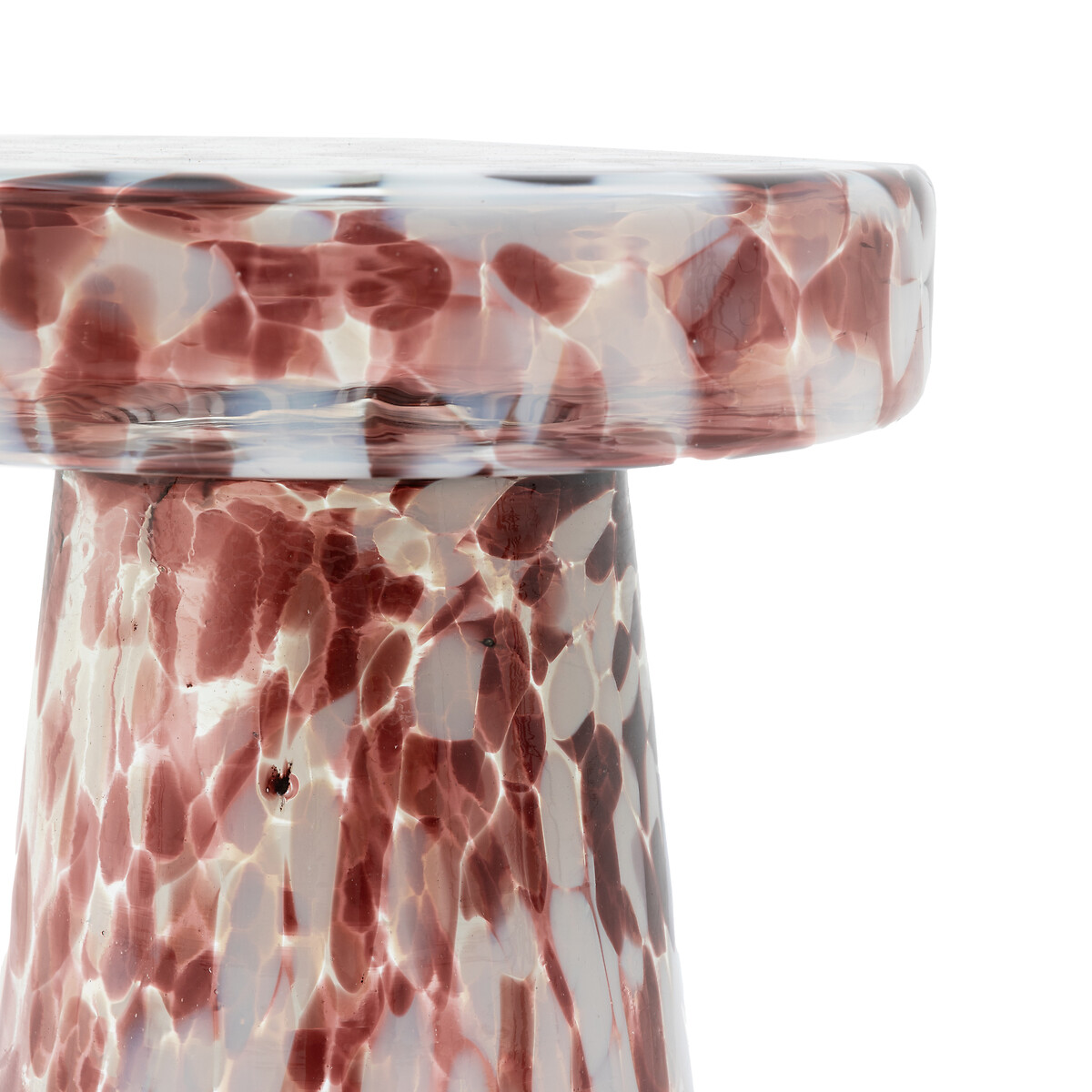 Mendoza Mottled Glass Pedestal Side Table leopard, SO'HOME