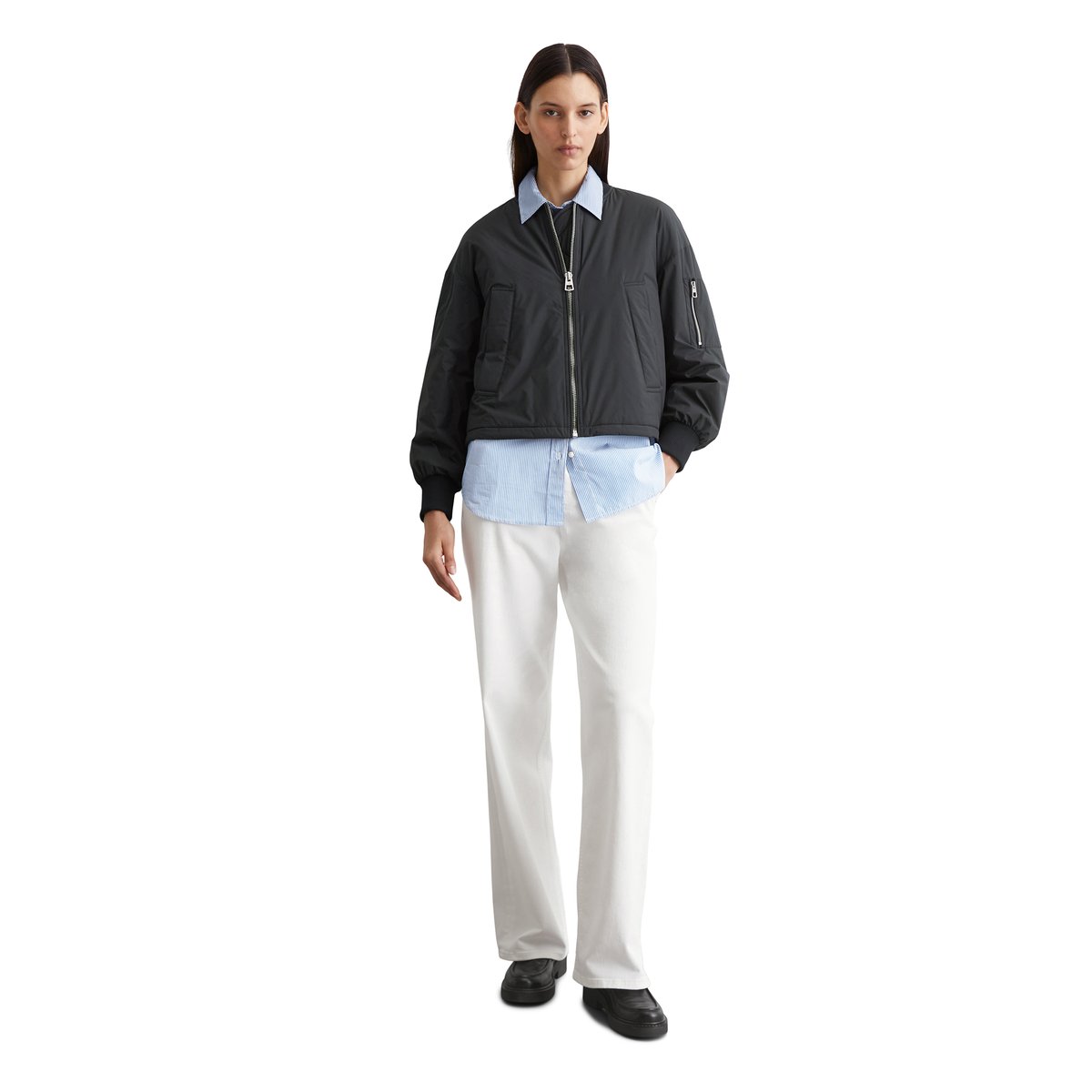 Blouson Aviator régulier en textiles recyclés bleu foncé, MARC O'POLO
