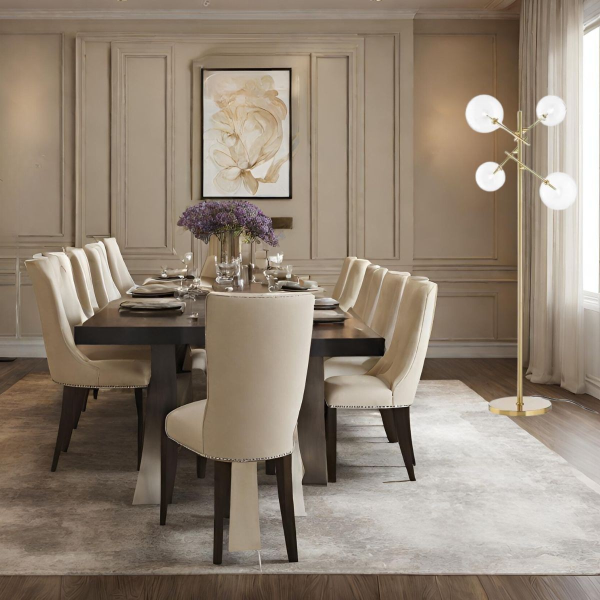 Lampadaire    EQUINOXE laiton, IDEAL LUX