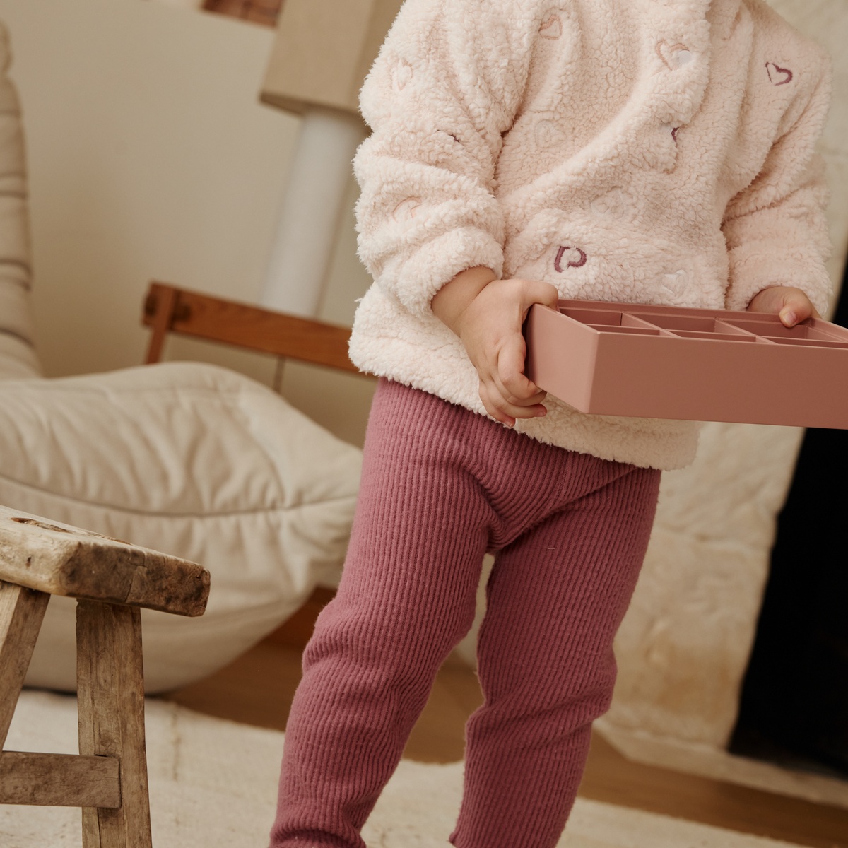 Legging enfant en tricot Matcha rose, PETIT BEGUIN
