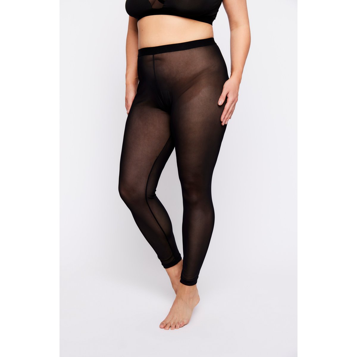 Legging résille, ouvert à l'entrejambe noir, ULLA POPKEN