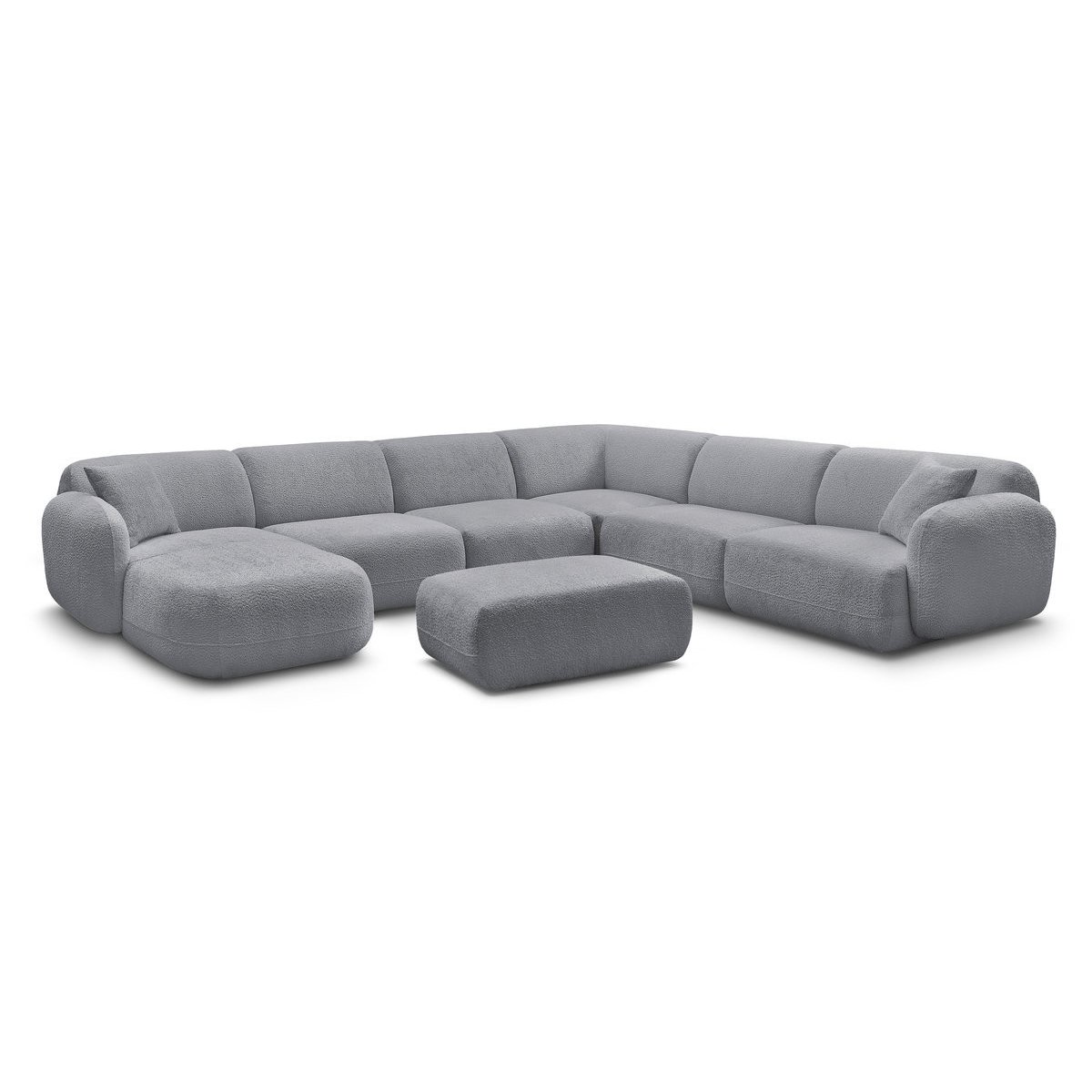 Canapé modulable 6 places en tissu chenille, ANDA gris, BOBOCHIC