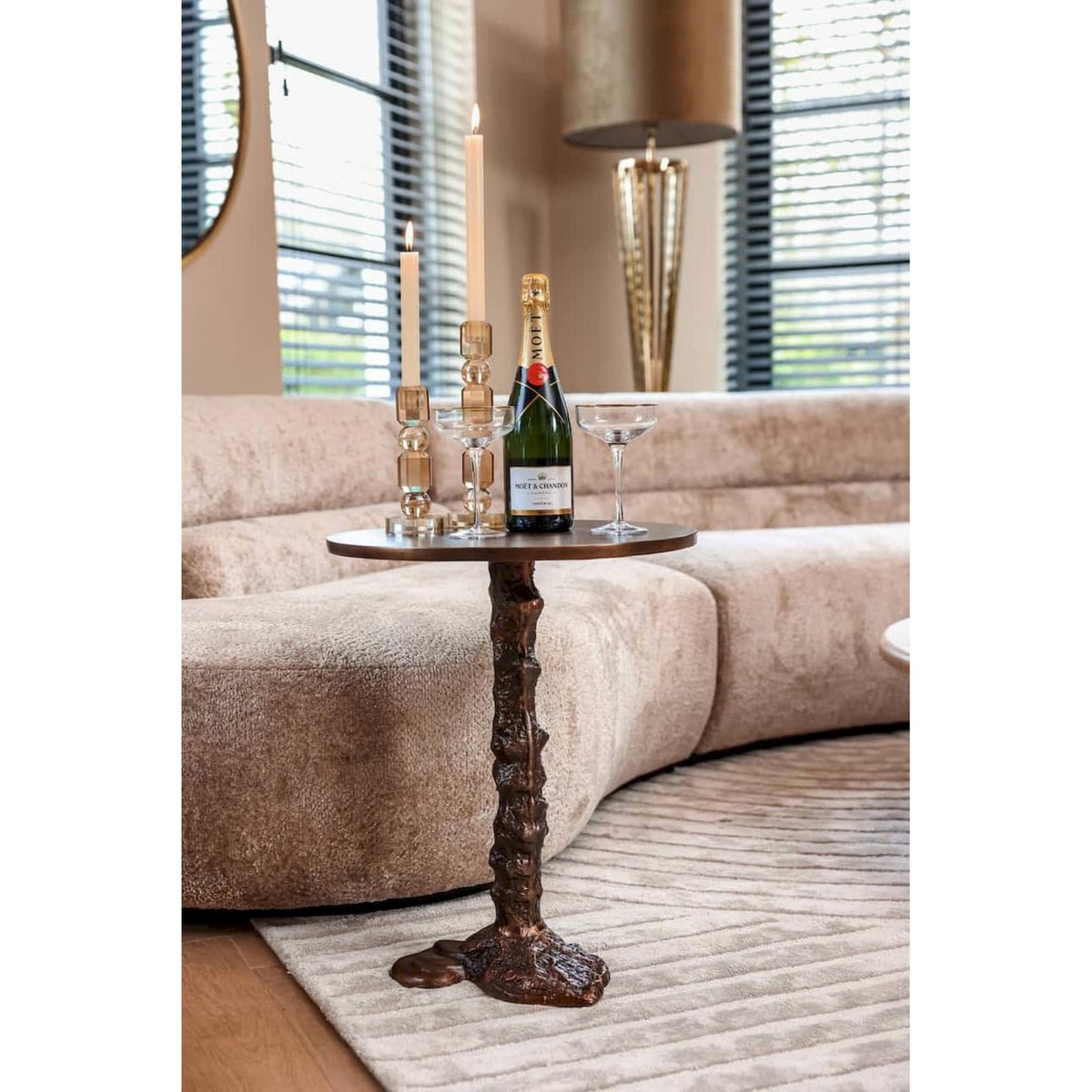 Table d'appoint en aluminium, CHANDON bronze antique, RECOLLECTION
