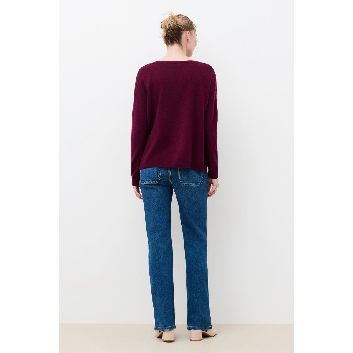 Pull ample col bateau cachemire MJILL bordeaux, CAROLL