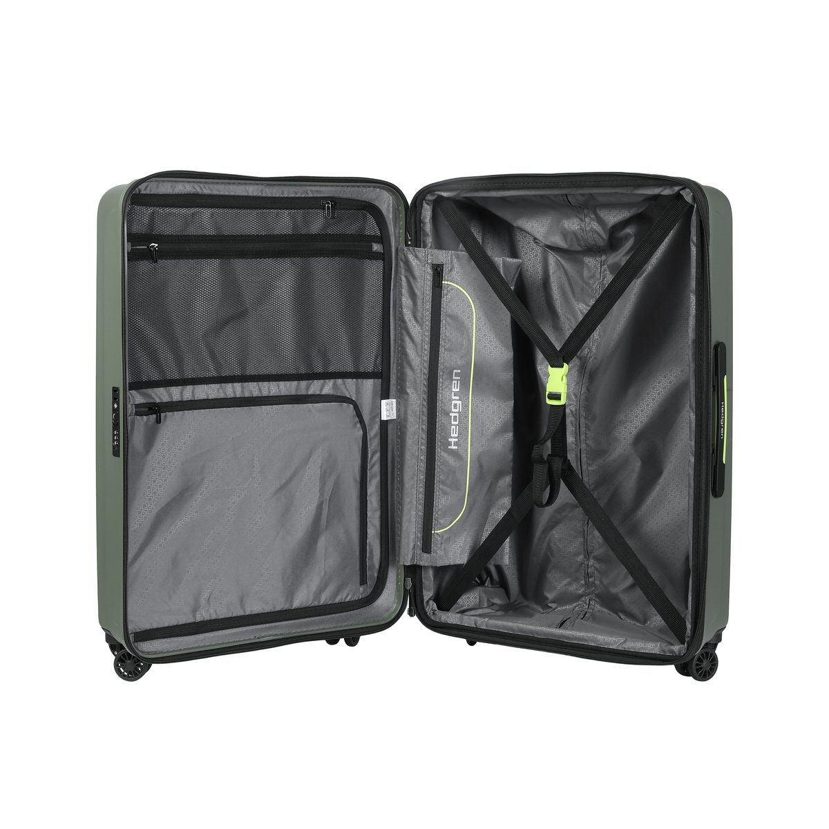 Valise soute rigide grand volume extensible sécurisée olive, HEDGREN