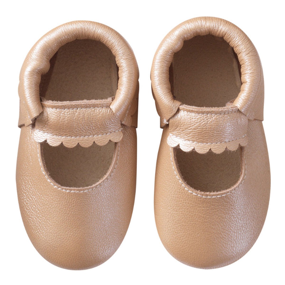 Chaussons cuir souple uni ouvert beige, TICHOUPS
