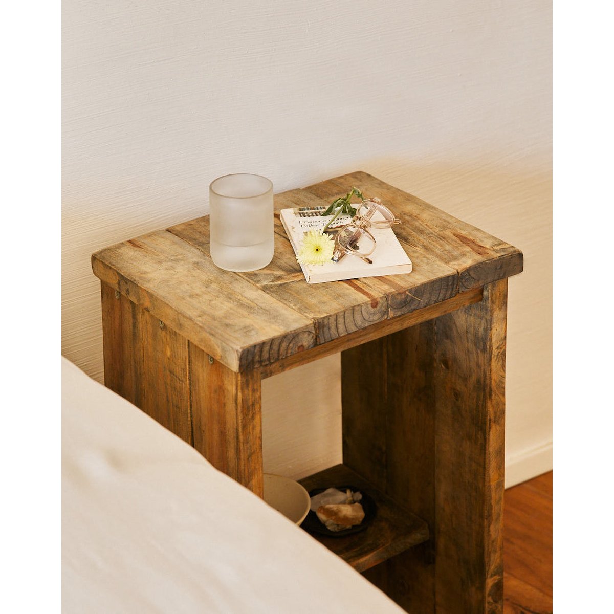 Table de chevet de bois - KALENDA marron, HANNUN