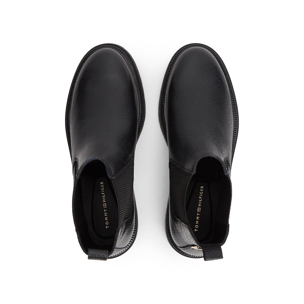 Botas Chelsea de piel granulada negro, TOMMY HILFIGER