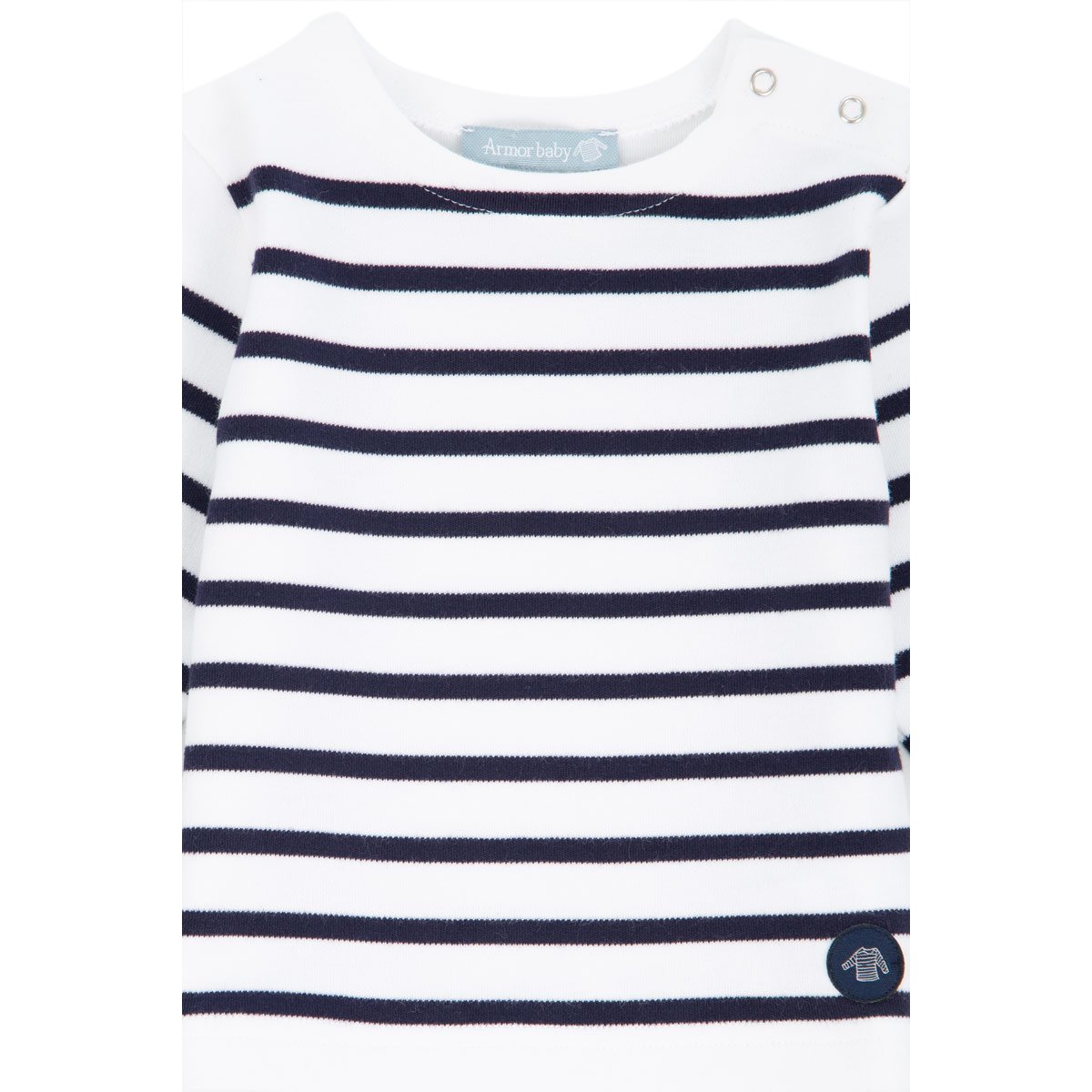 Marinière en coton épais AMIRAL BABY blanc/navire, ARMOR-LUX