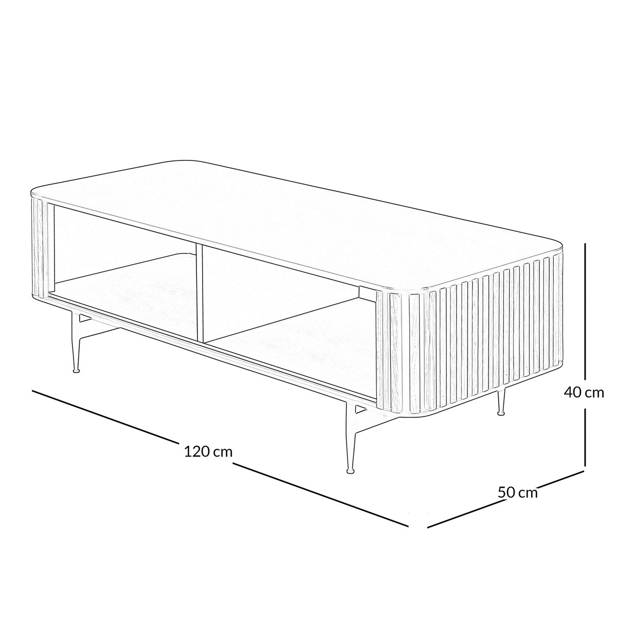 Table basse rectangulaire noir carbone, ZAGO