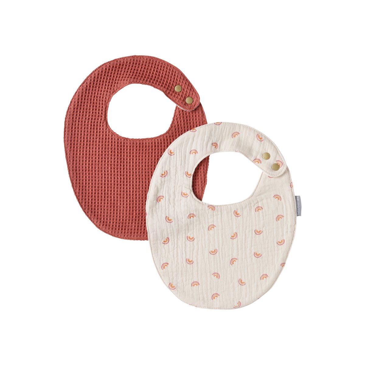 Lot de 2 bavoirs naissance terracotta, VERTBAUDET