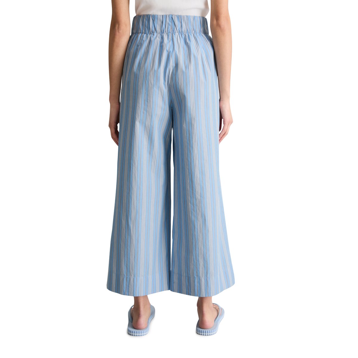 Culotte rayée cheville longue en popeline Papertouch bleu, MARC O’POLO DENIM