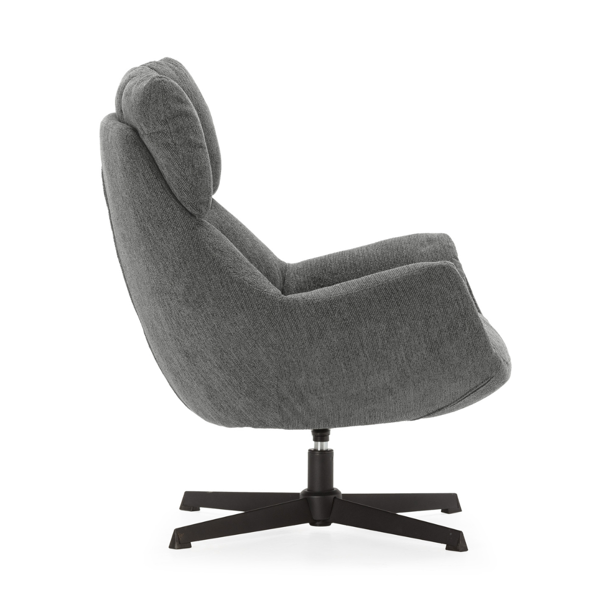 Fauteuil en tissu matelassé avec pieds en métal noir H89 cm - ODETTE gris, CALICOSY