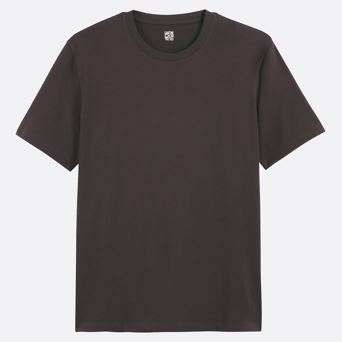 T-shirt col rond manches courtes, en jersey de coton marron, LA REDOUTE COLLECTIONS