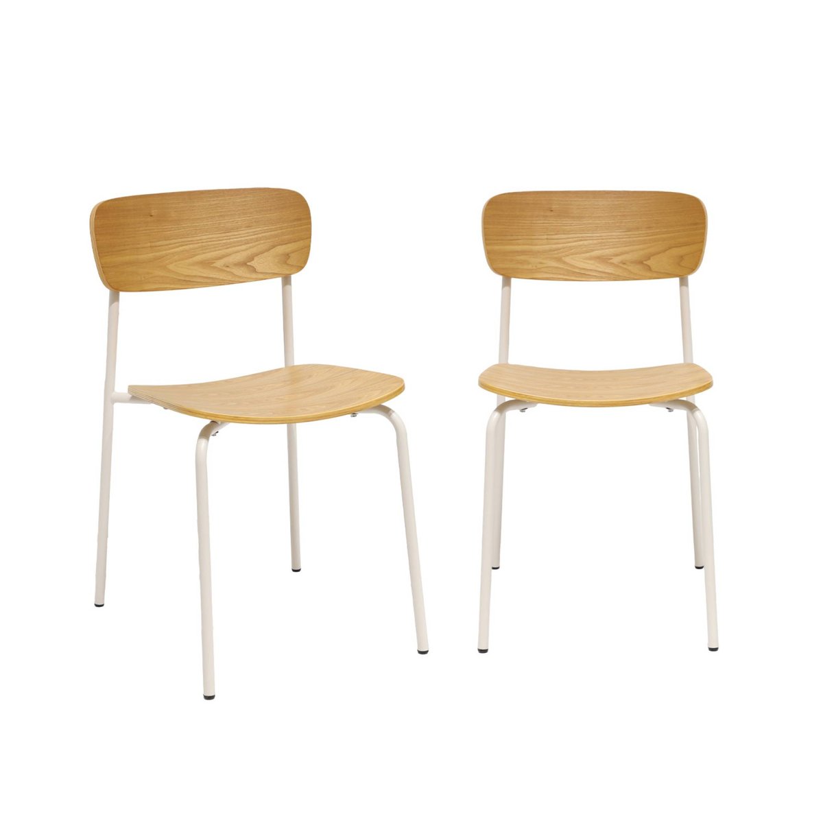 Chaise vintage métal et contreplaqué (lot de 2) TOBY beige, SWEEEK