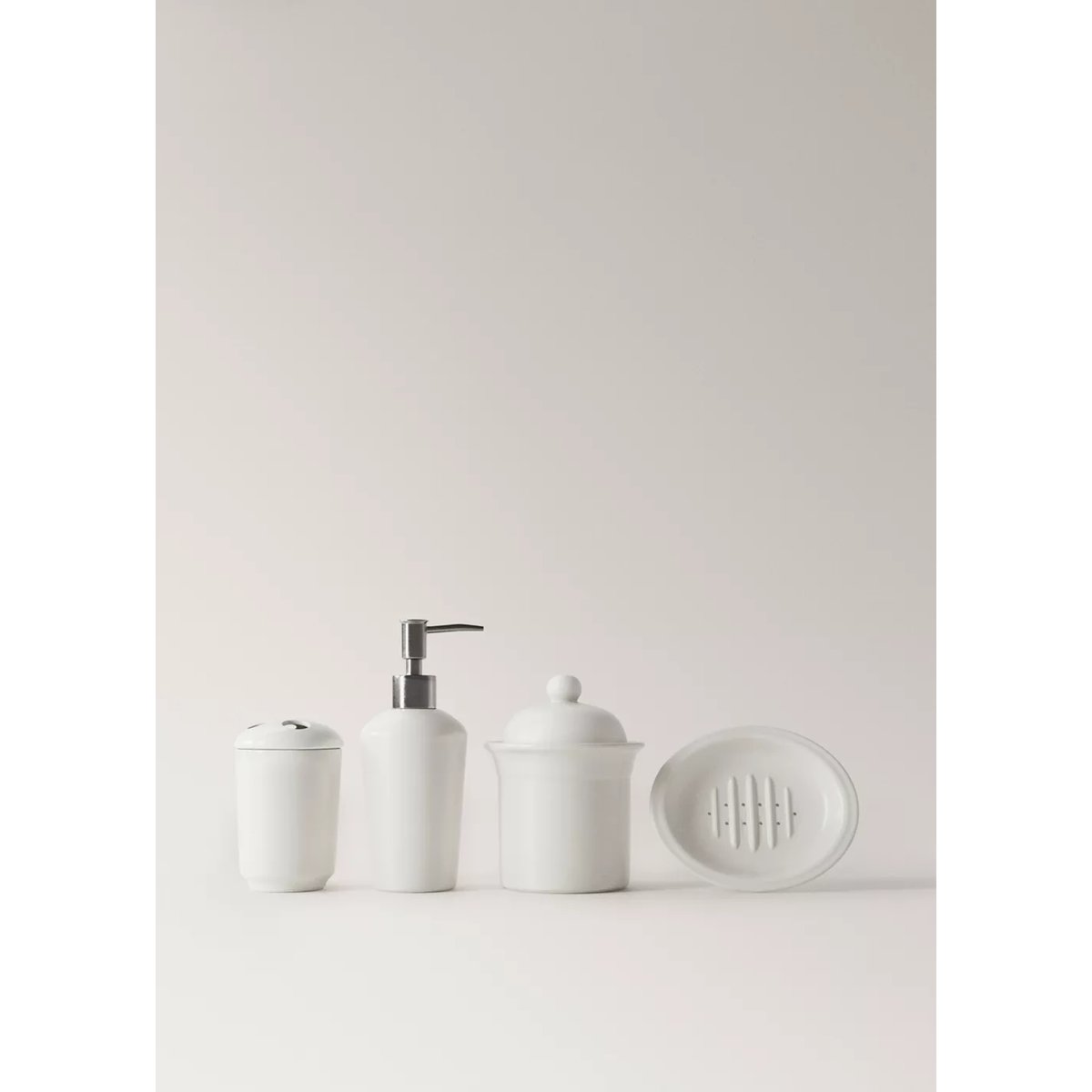 Gobelet à brosse à dents en faïence blanc, MANGO HOME