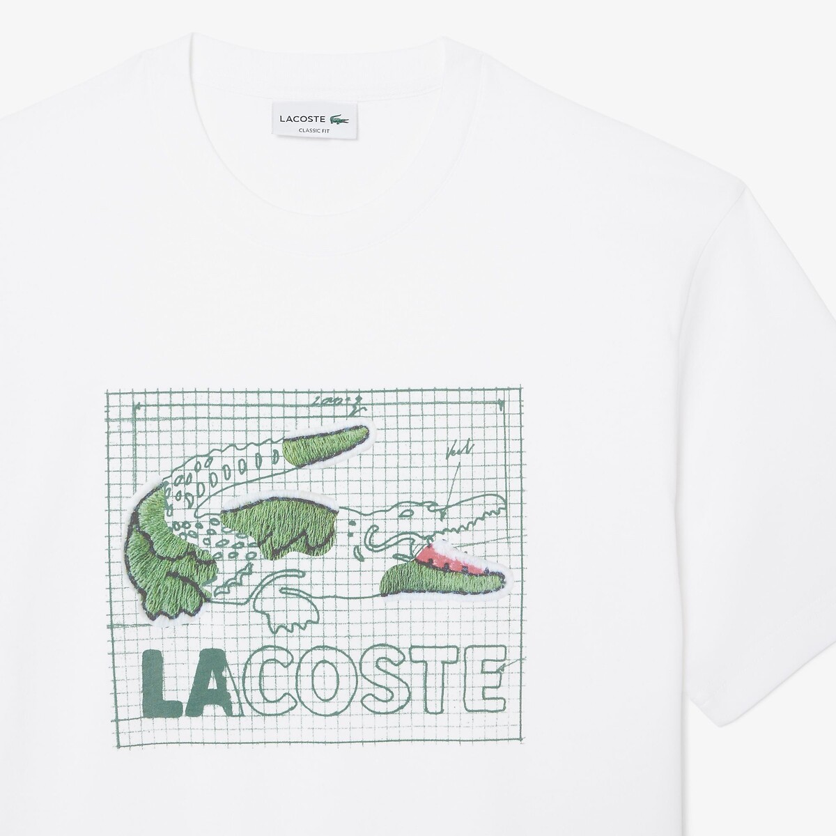 Printed Cotton T-Shirt in Classic Fit white, LACOSTE