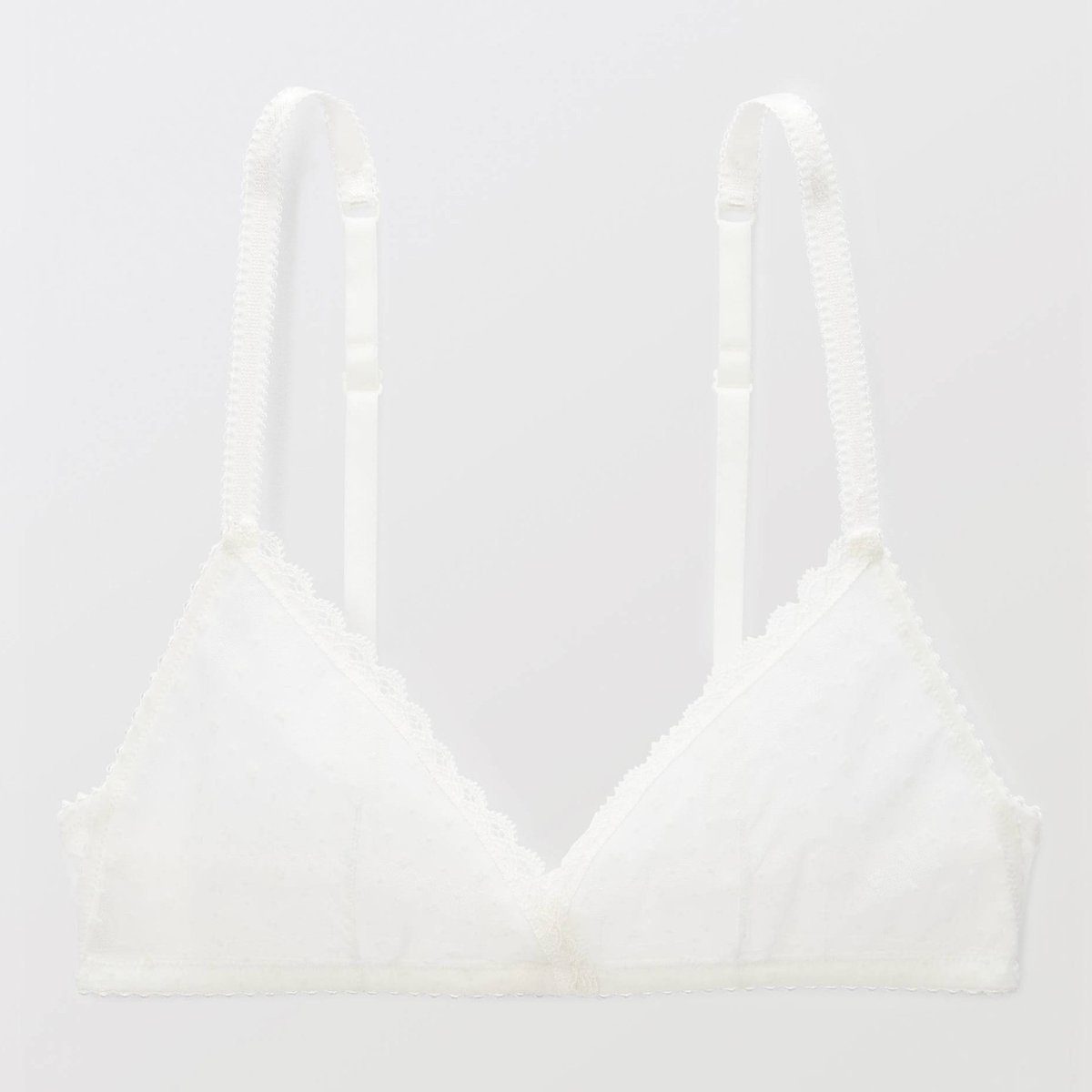 Soutien-gorge triangle GINETTE en tulle floqué ecru, MONOPRIX